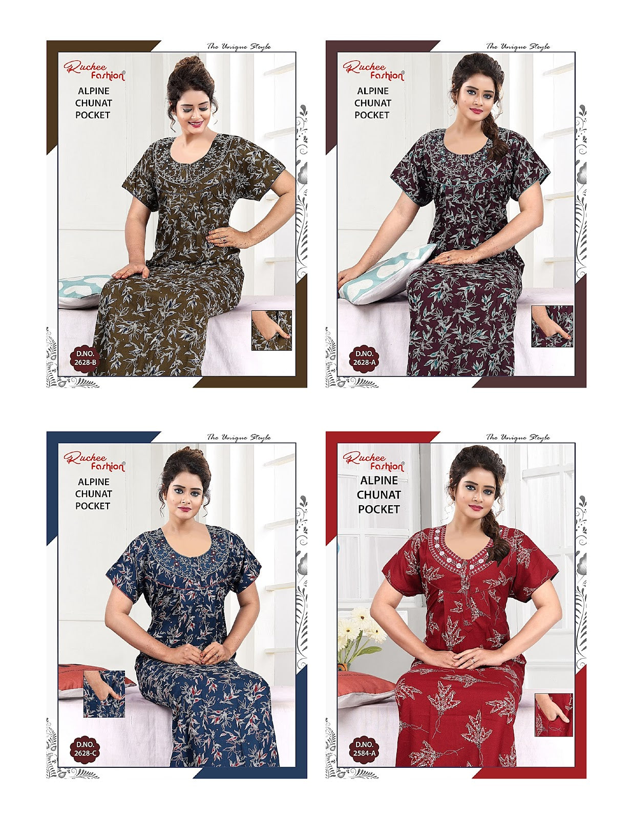 Alpine Chunat Ruchee Fashion Night Gowns Exporter India