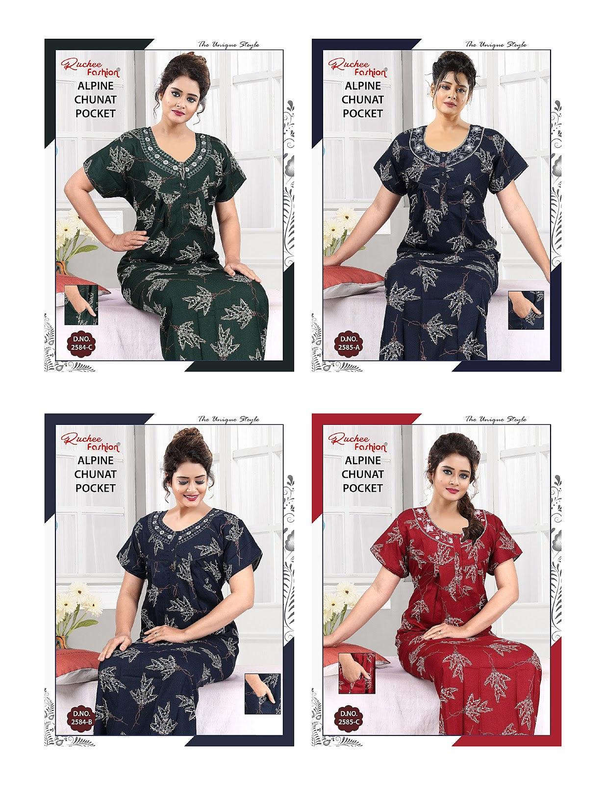 Alpine Chunat Ruchee Fashion Night Gowns Exporter India