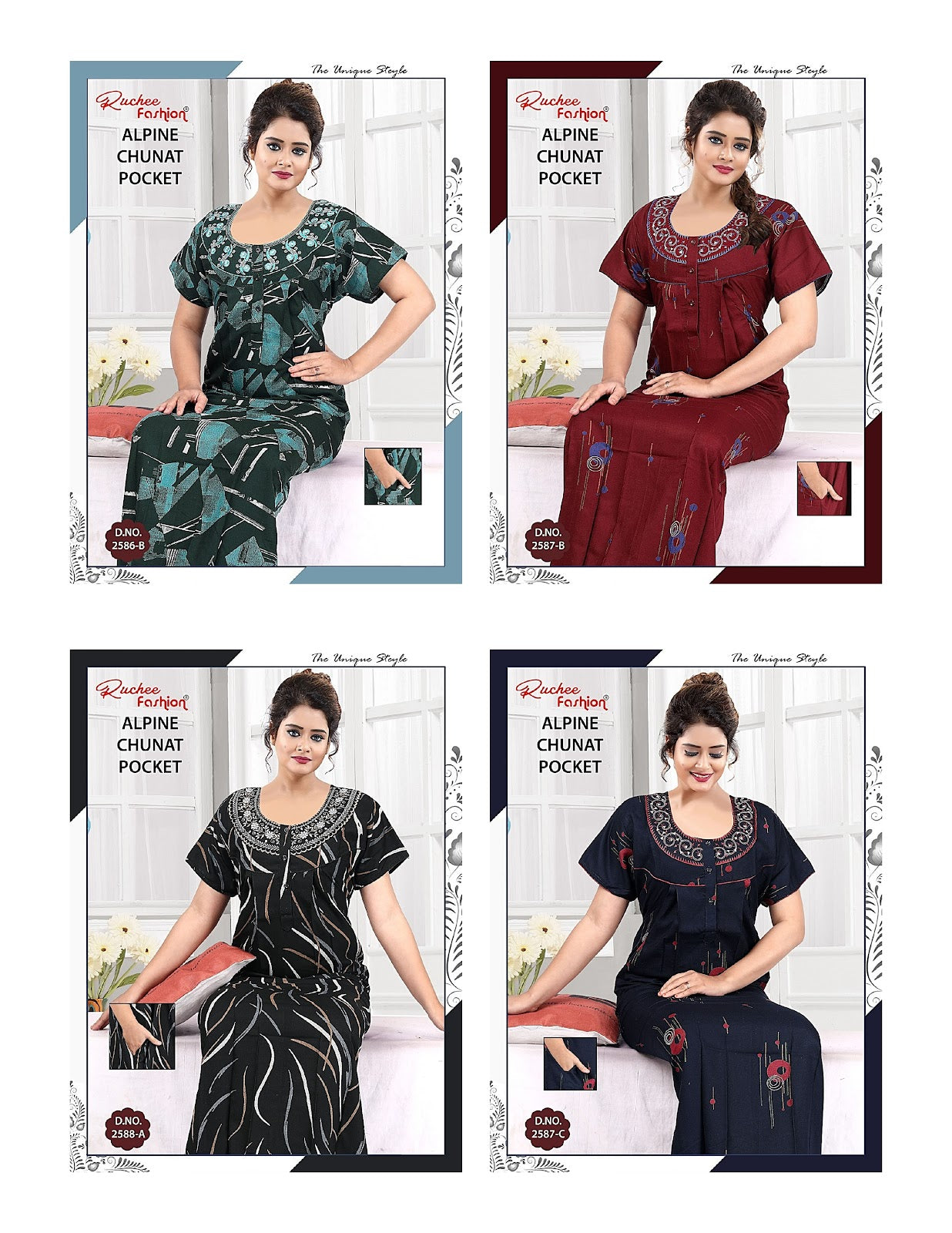 Alpine Chunat Ruchee Fashion Night Gowns Exporter India