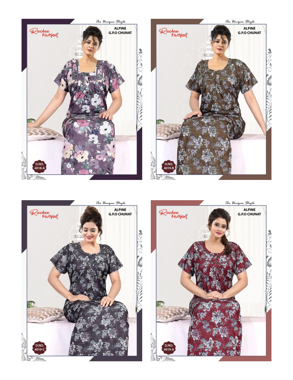 Alpine Chunat Ruchee Fashion Gpo Night Gowns Manufacturer