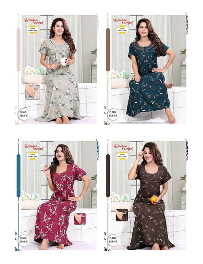 Alpine Embroidery 2407 Ruchee Fashion Night Gowns Supplier Ahmedabad