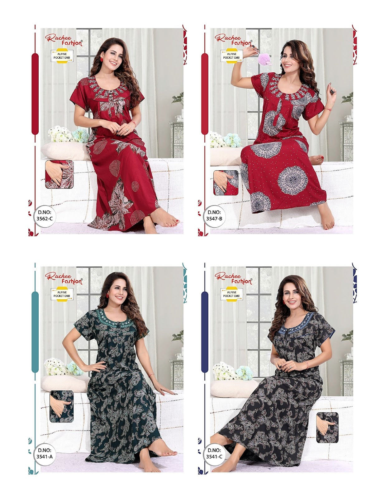 Alpine Embroidery 2407 Ruchee Fashion Night Gowns Supplier Ahmedabad