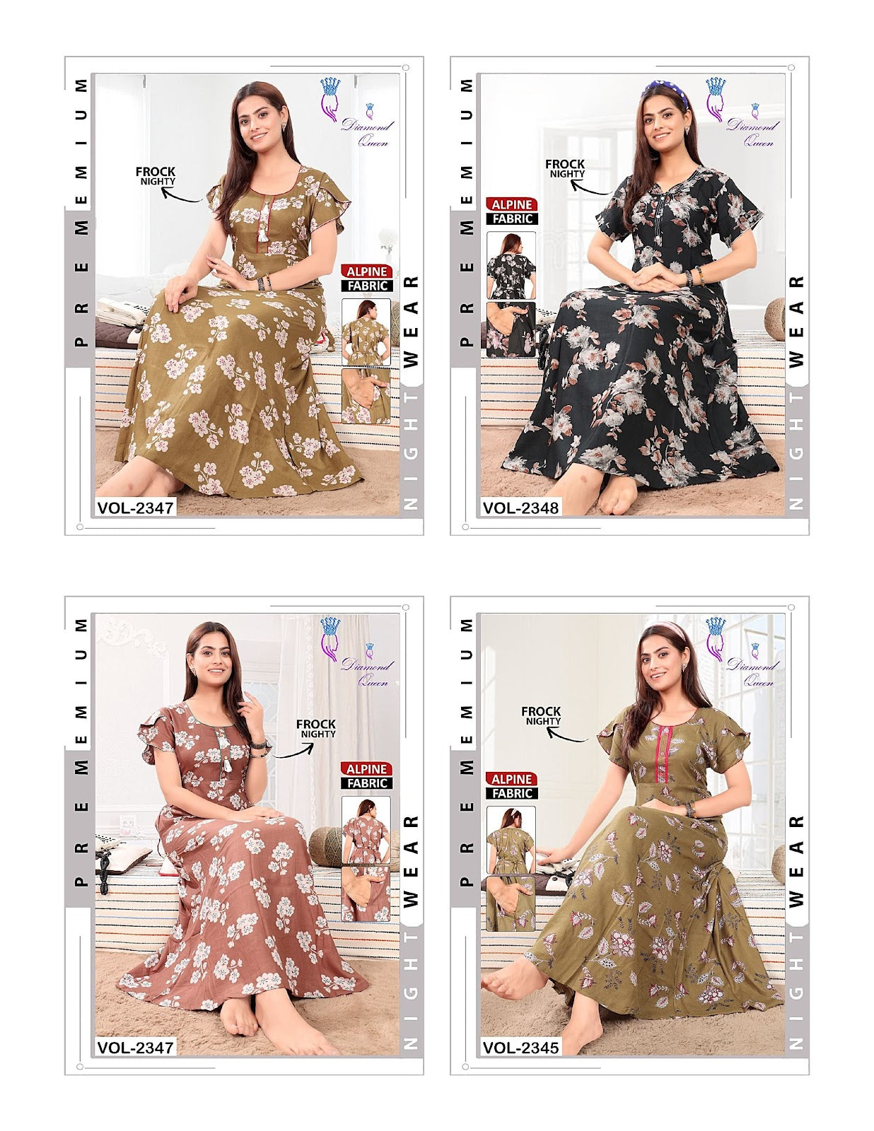 Alpine Frock 0810 Diamond Queen Night Gowns Exporter India