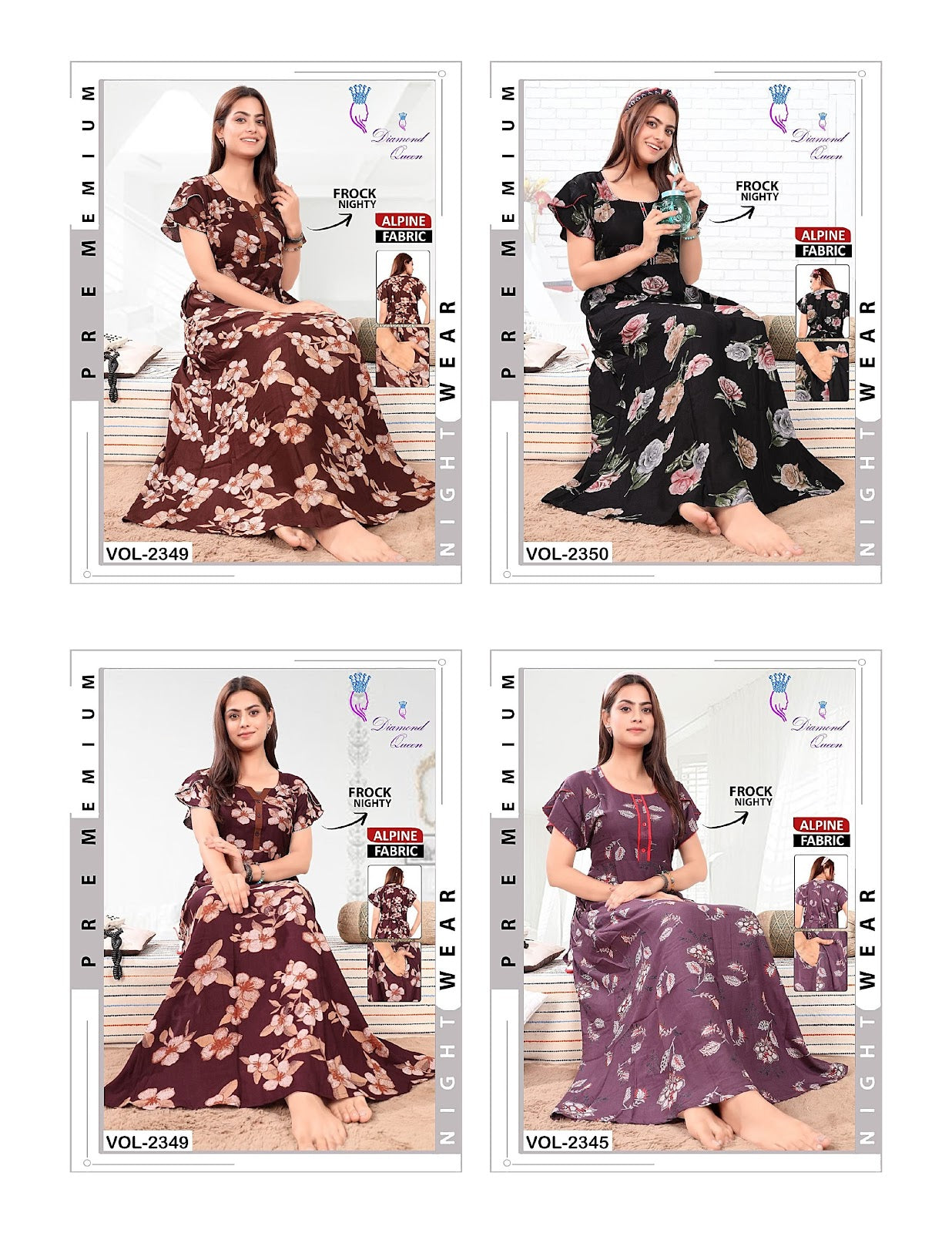 Alpine Frock 0810 Diamond Queen Night Gowns Exporter India