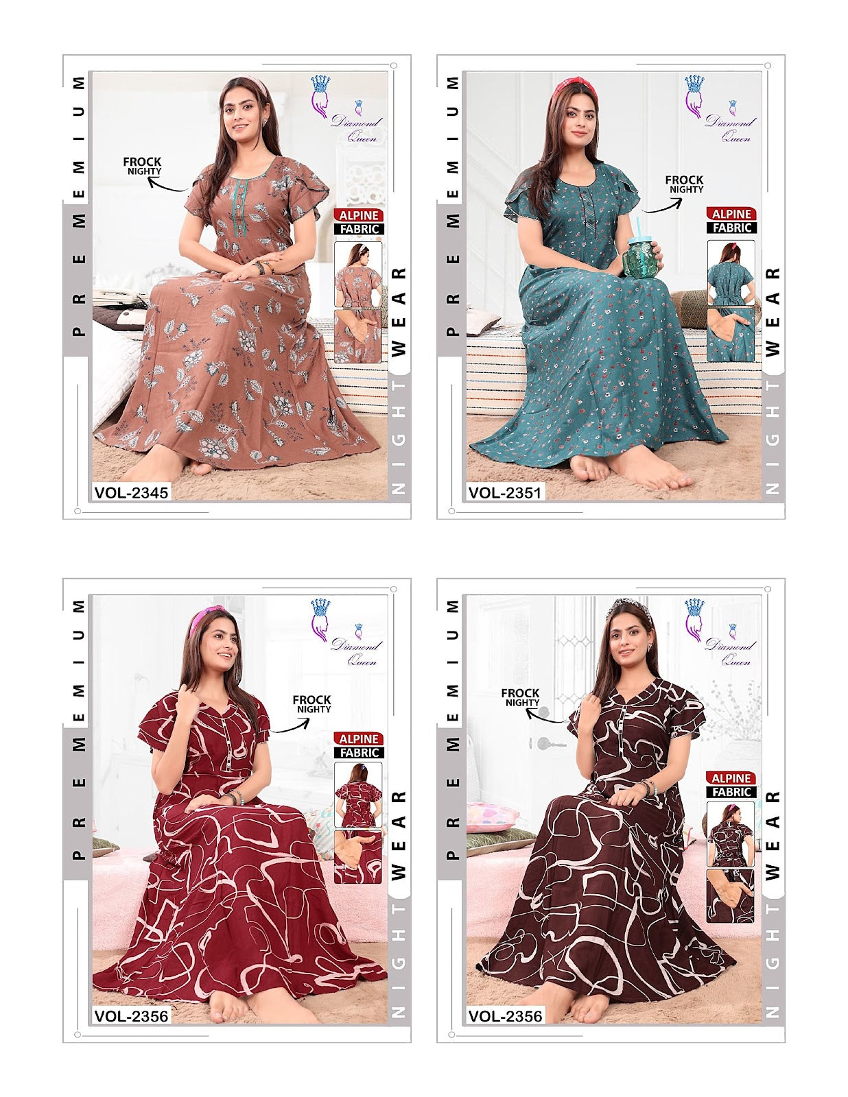 Alpine Frock 0810 Diamond Queen Night Gowns Exporter India