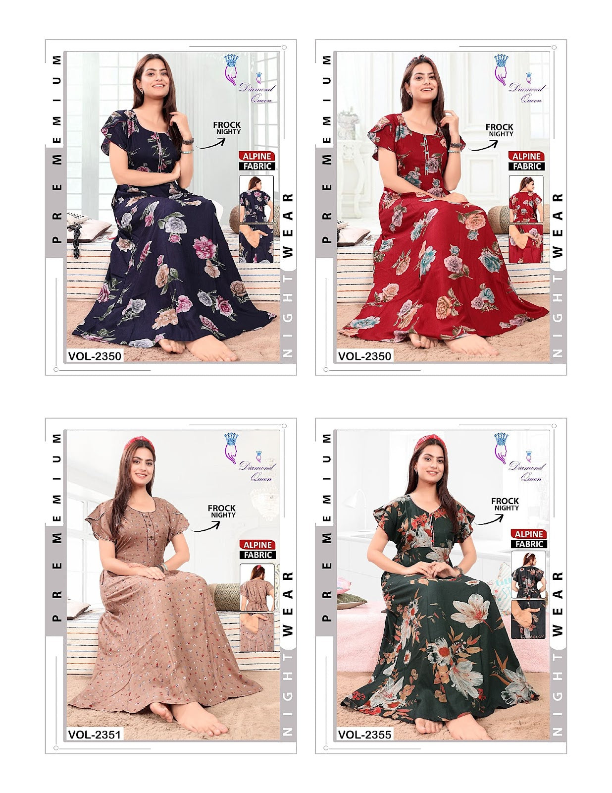 Alpine Frock 0810 Diamond Queen Night Gowns Exporter India