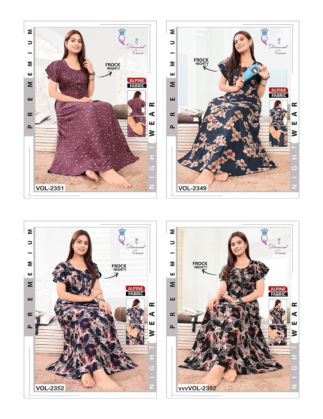 Alpine Frock 0810 Diamond Queen Night Gowns Exporter India