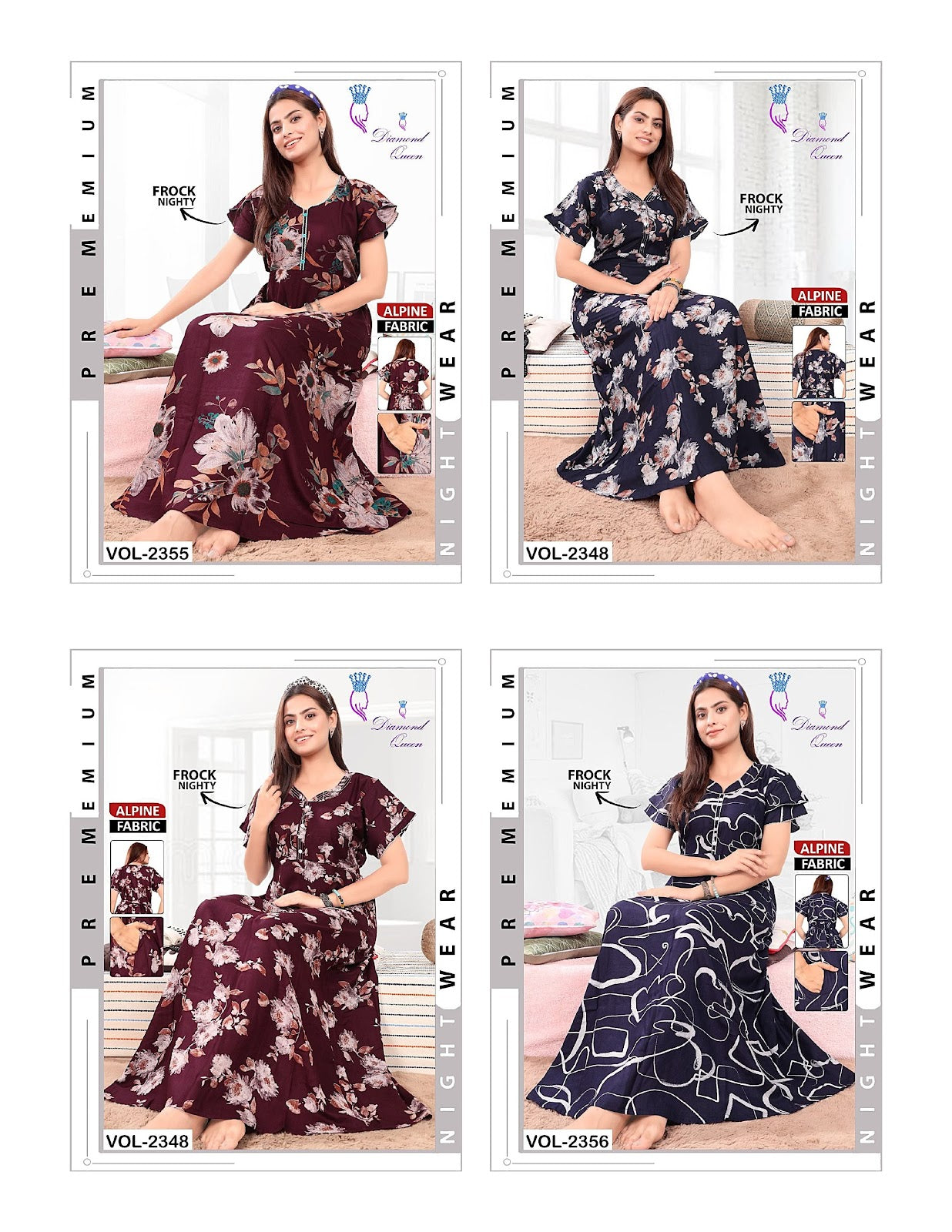 Alpine Frock 0810 Diamond Queen Night Gowns Exporter India