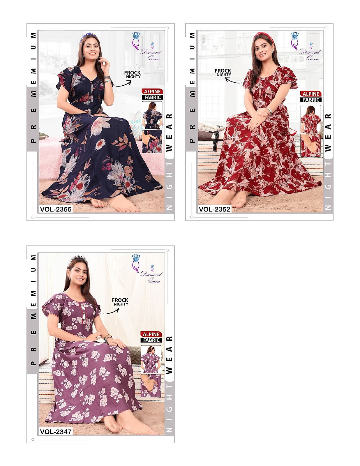 Alpine Frock 0810 Diamond Queen Night Gowns Exporter India