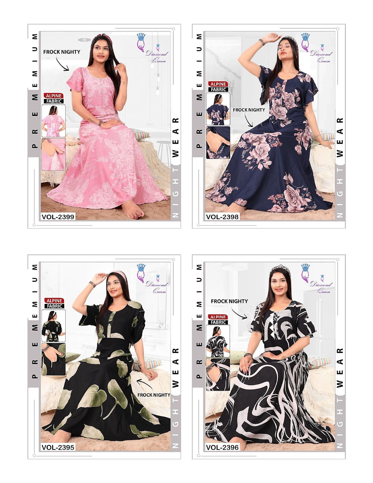 Alpine Frock 1007 Diamond Queen Night Gowns Supplier Ahmedabad