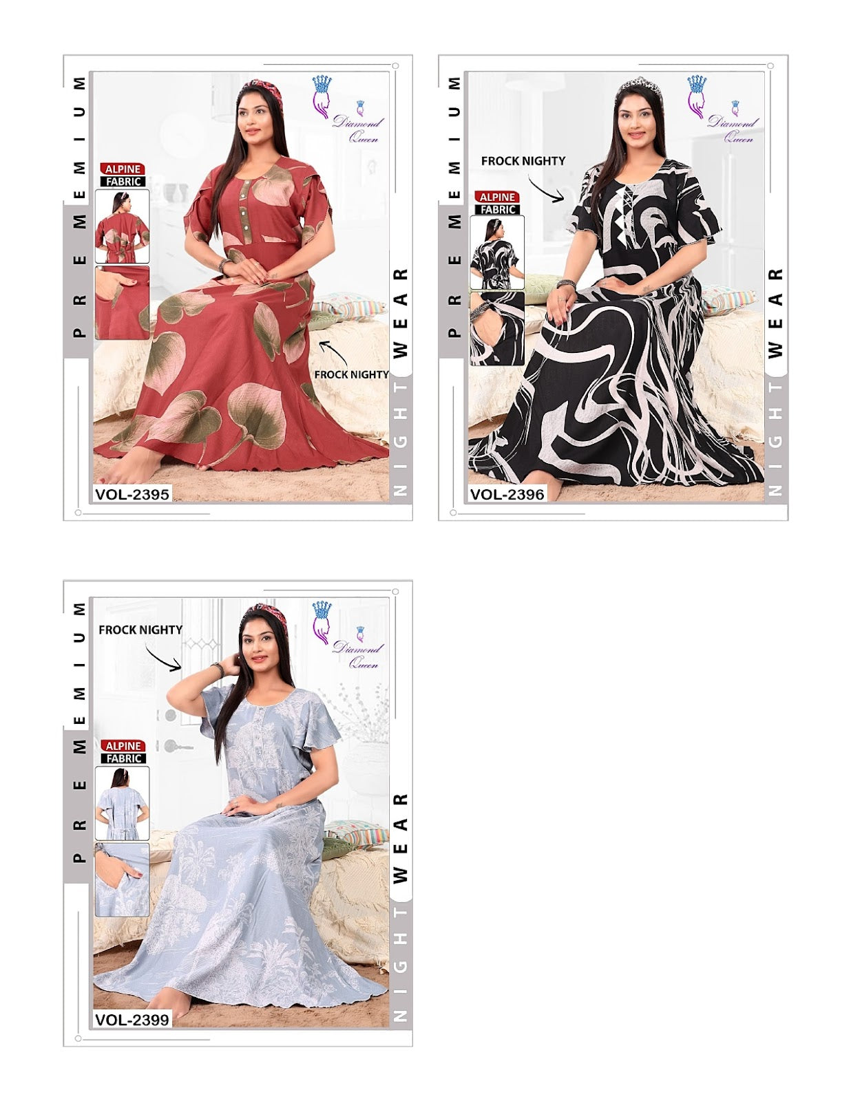 Alpine Frock 1007 Diamond Queen Night Gowns Supplier Ahmedabad