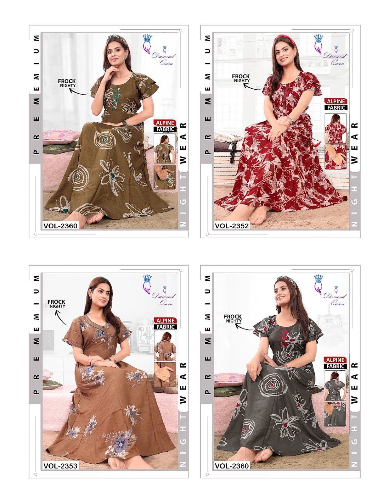 Alpine Frock Diamond Queen Night Gowns Wholesale