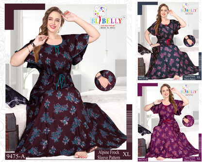 Alpine Frock Sleeve Belly Alpine Night Gowns Exporter India