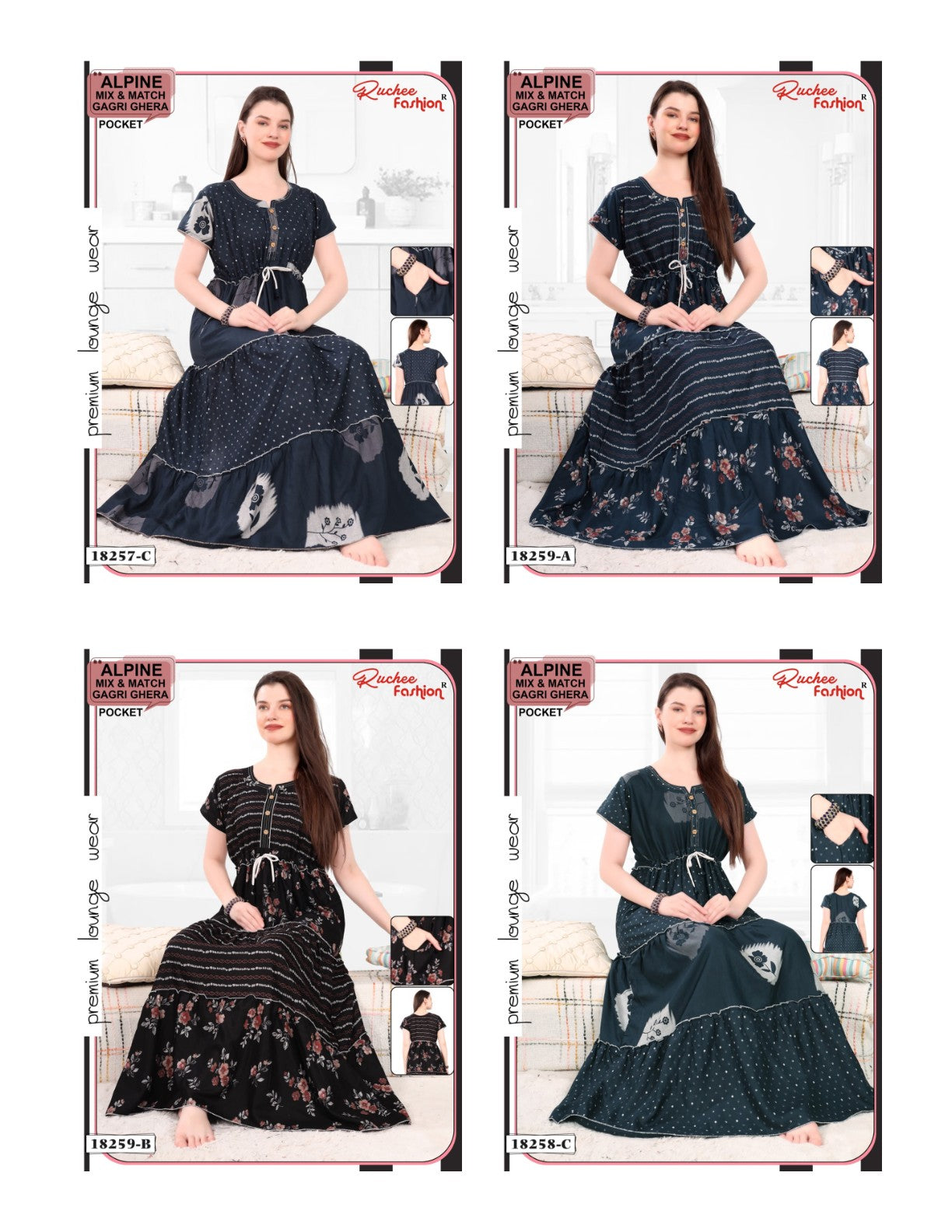 Alpine Gagri 0912 Ruchee Fashion Night Gowns Supplier