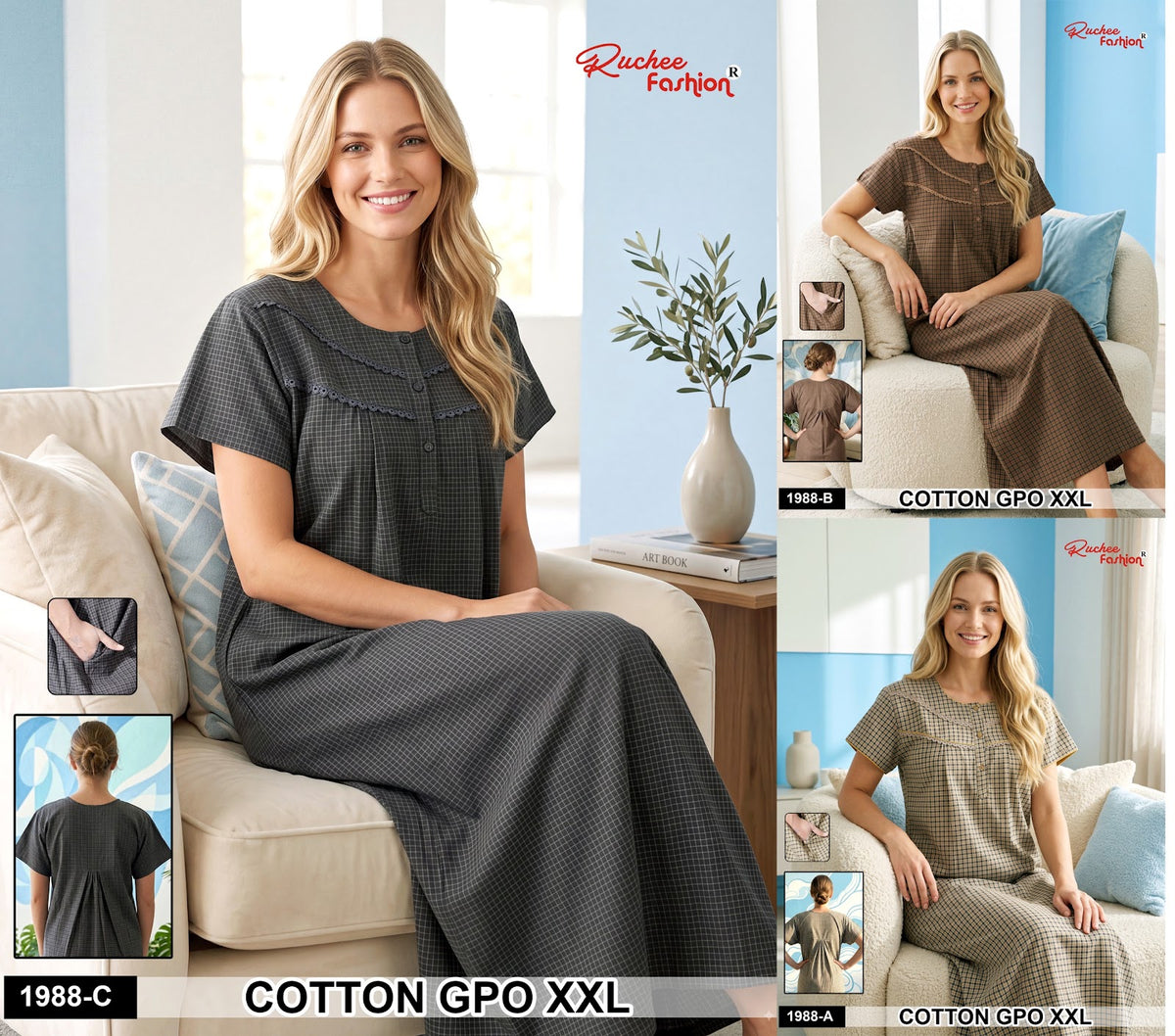 Alpine Gold 2309 Ruchee Fashion Cotton Night Gowns Wholesaler