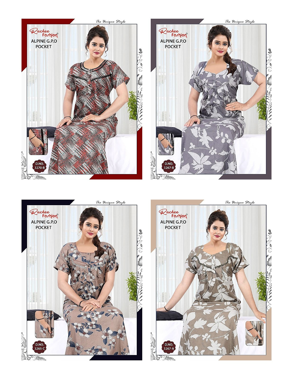 Alpine Gpo 040625 Ruchee Fashion Night Gowns Wholesale Price