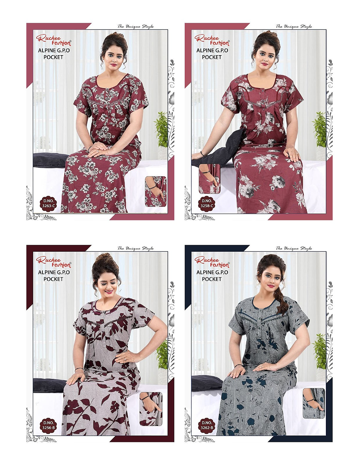 Alpine Gpo 040625 Ruchee Fashion Night Gowns Wholesale Price