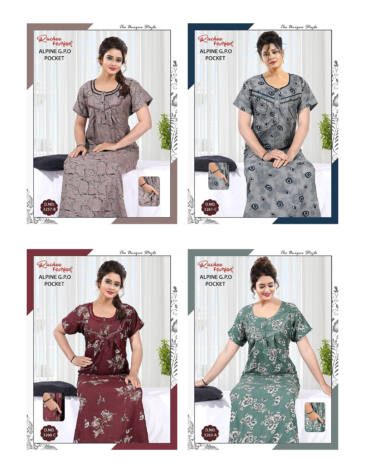 Alpine Gpo 040625 Ruchee Fashion Night Gowns Wholesale Price