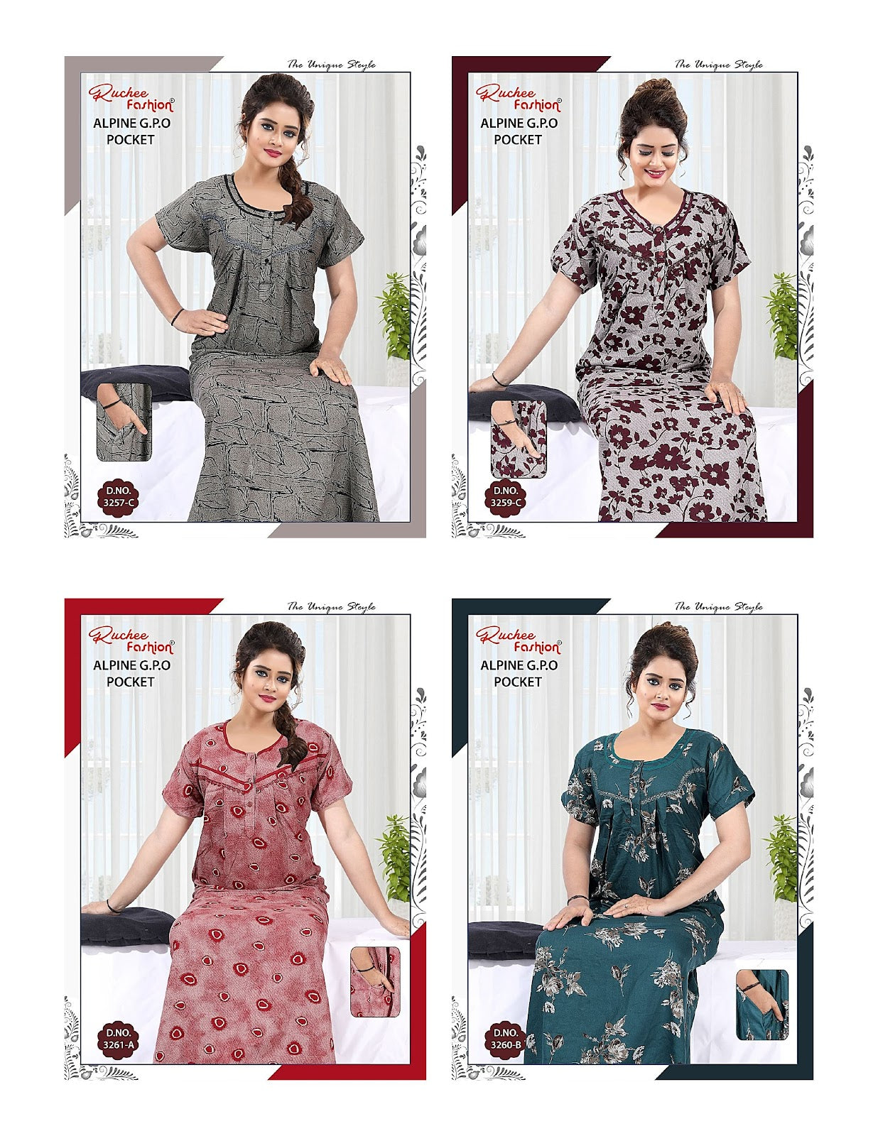 Alpine Gpo 040625 Ruchee Fashion Night Gowns Wholesale Price