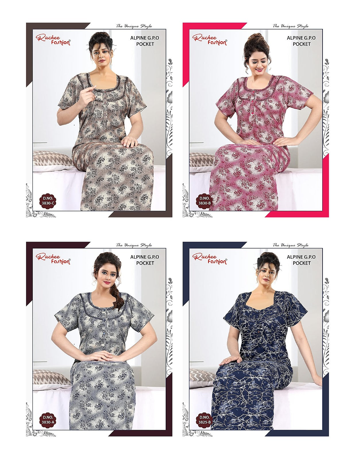 Alpine Gpo 1014 Ruchee Fashion Night Gowns Manufacturer India