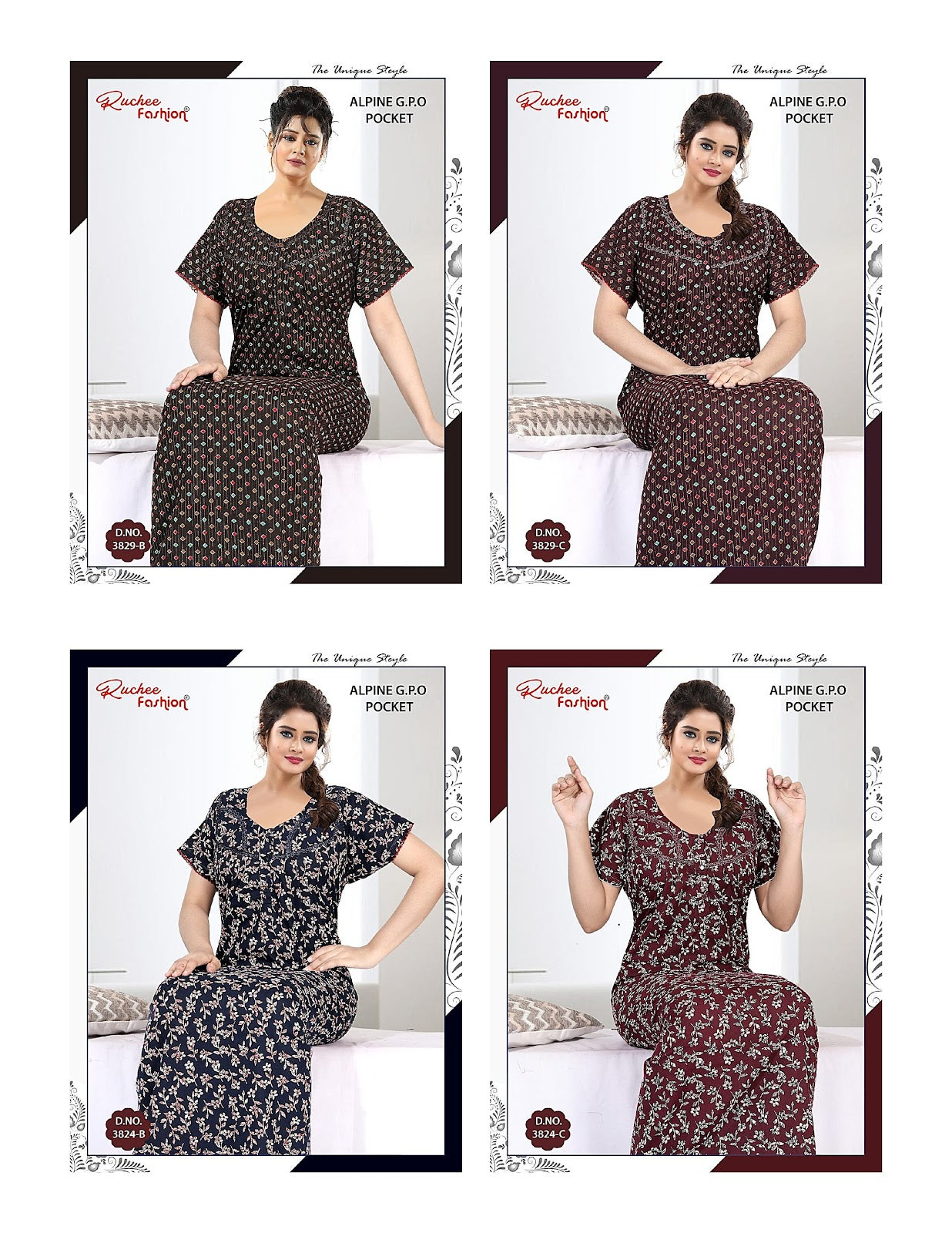 Alpine Gpo 1014 Ruchee Fashion Night Gowns Manufacturer India