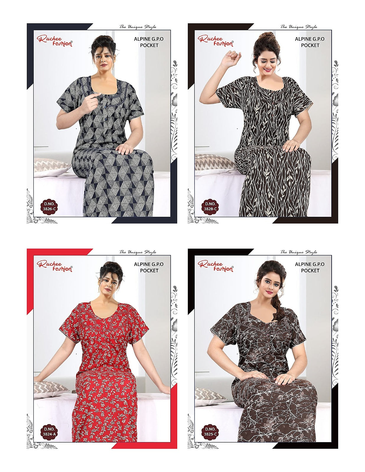 Alpine Gpo 1014 Ruchee Fashion Night Gowns Manufacturer India