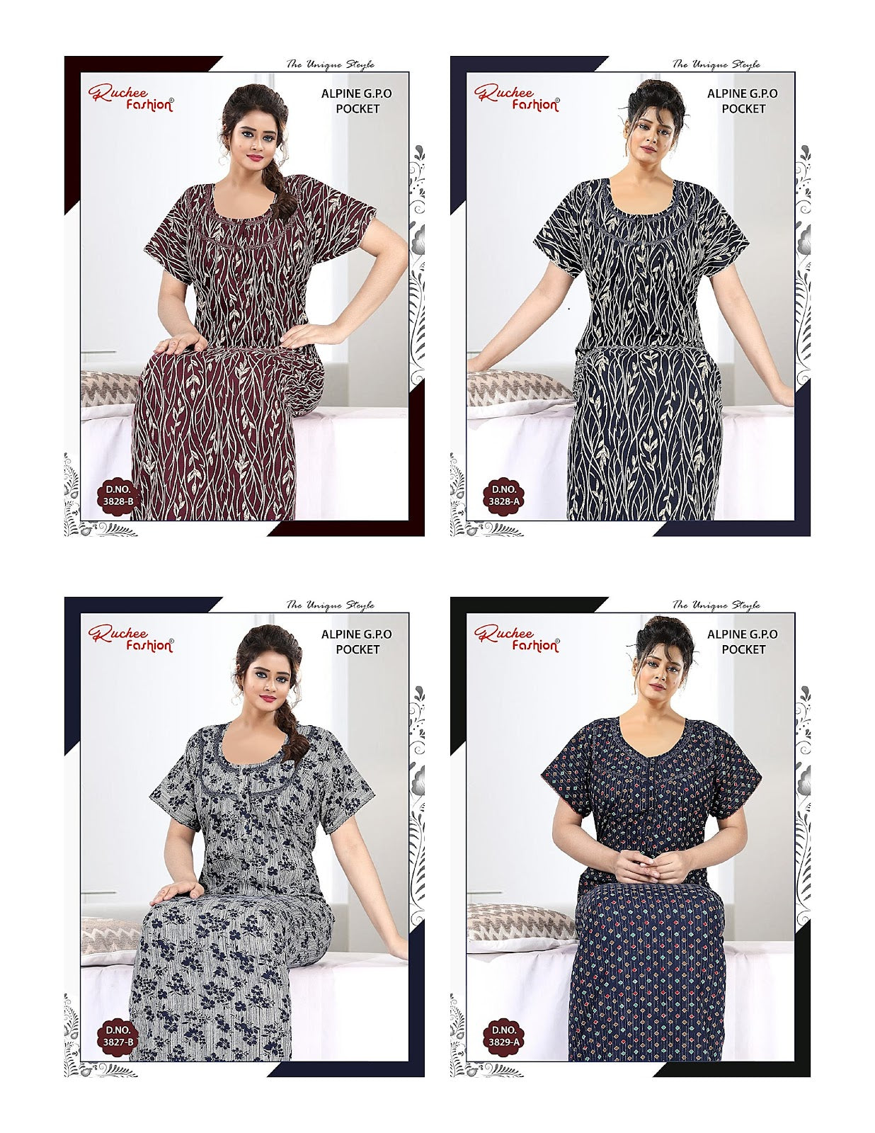 Alpine Gpo 1014 Ruchee Fashion Night Gowns Manufacturer India