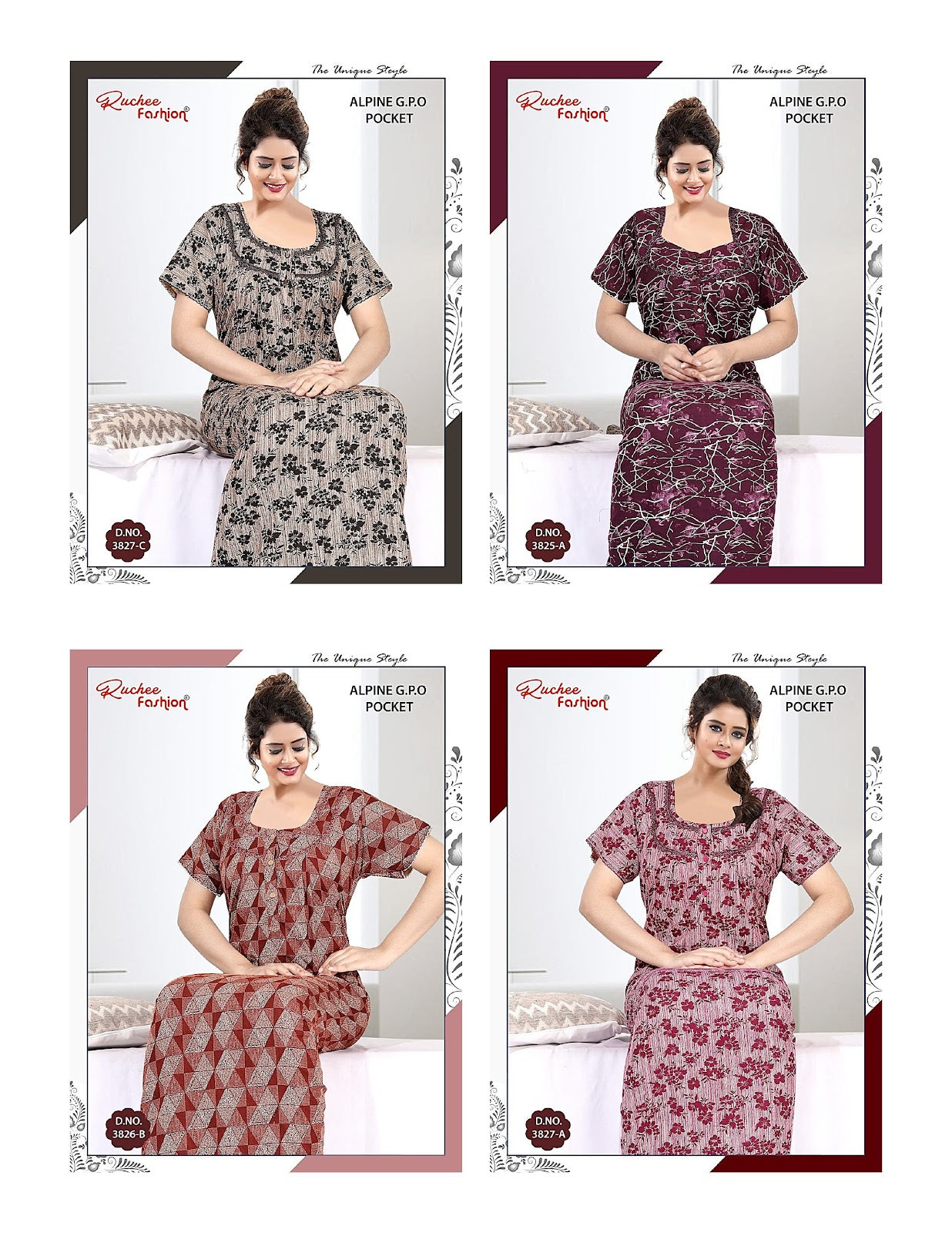 Alpine Gpo 1014 Ruchee Fashion Night Gowns Manufacturer India