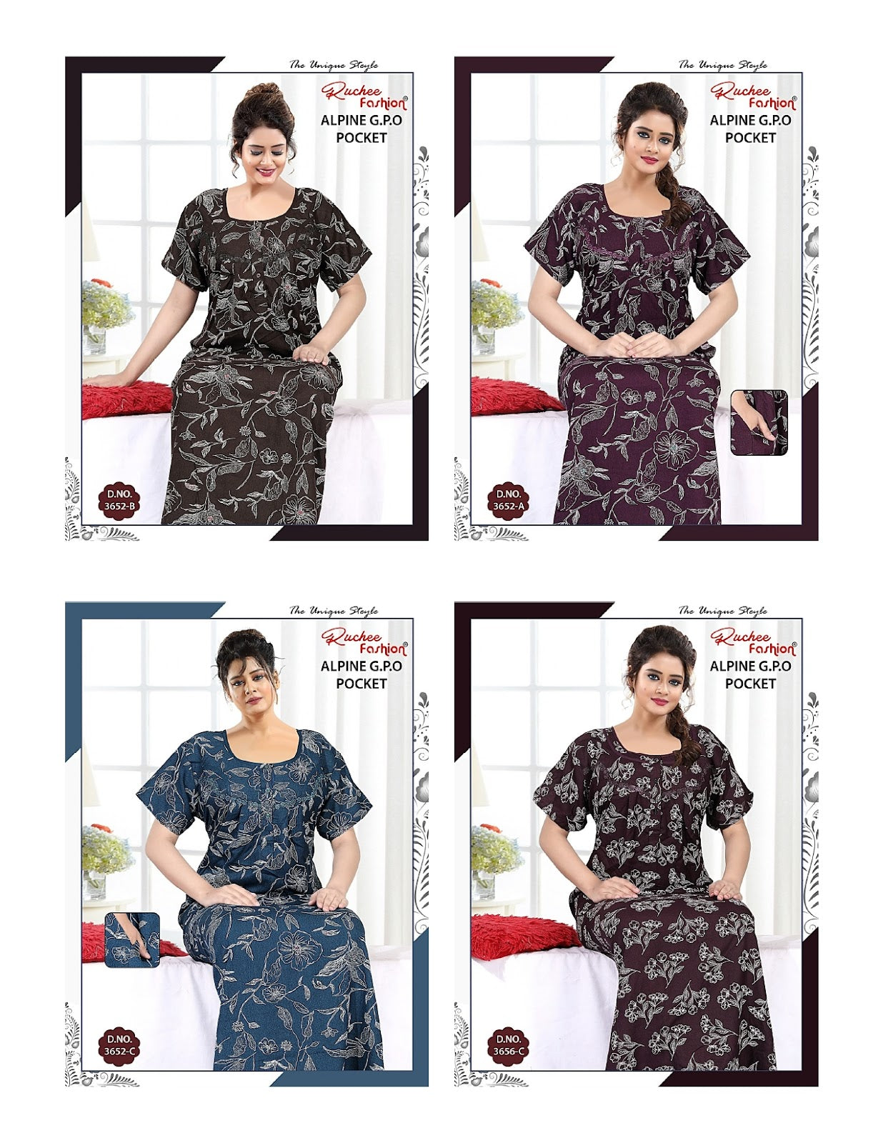 Alpine Gpo 2908 Ruchee Fashion Night Gowns Wholesale Rate