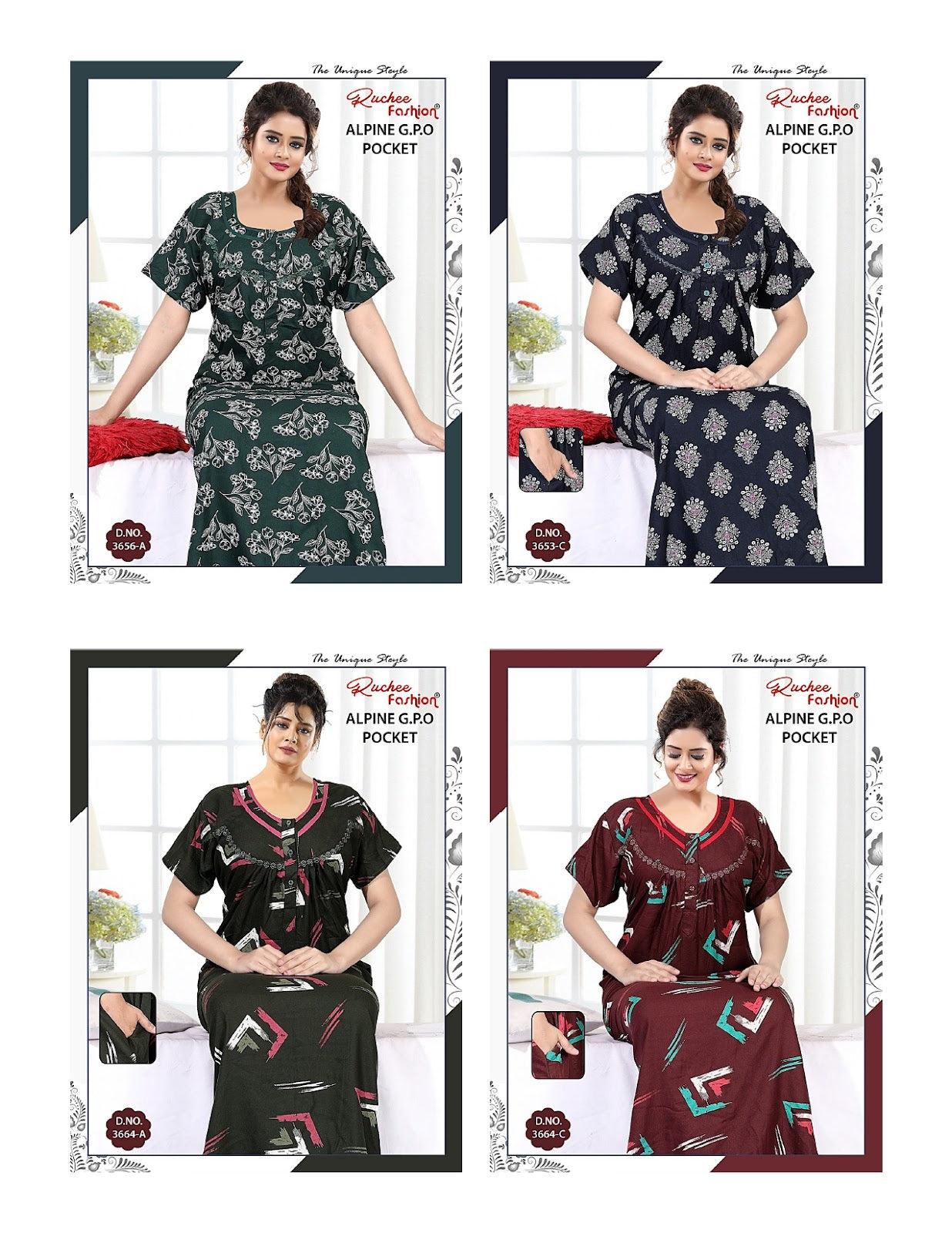 Alpine Gpo 2908 Ruchee Fashion Night Gowns Wholesale Rate