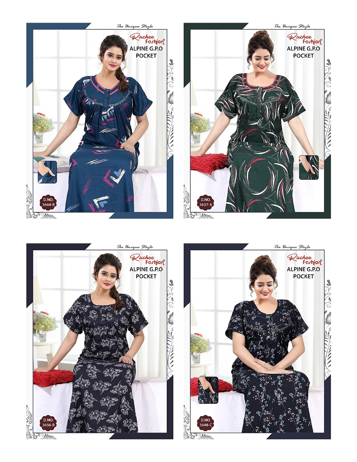 Alpine Gpo 2908 Ruchee Fashion Night Gowns Wholesale Rate