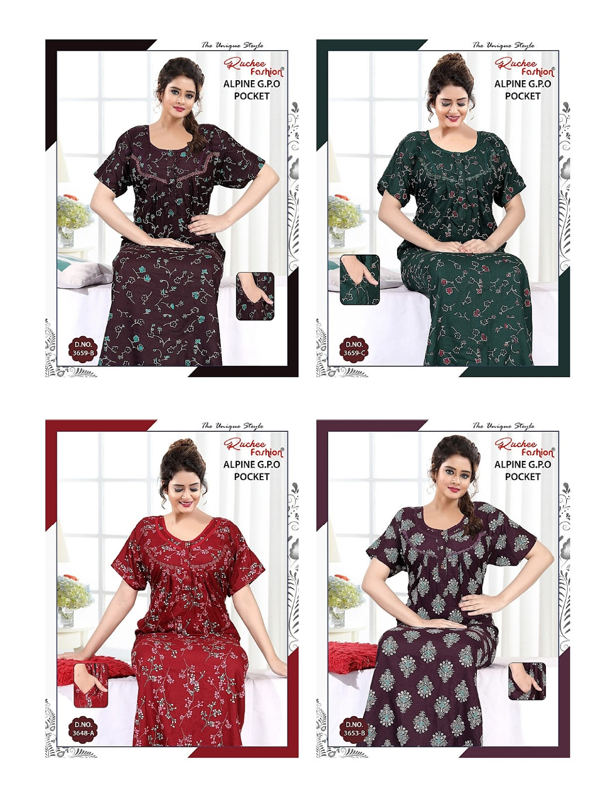 Alpine Gpo 2908 Ruchee Fashion Night Gowns Wholesale Rate