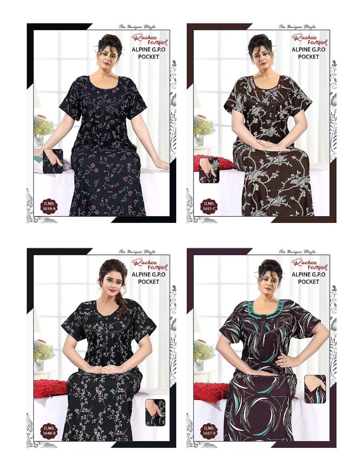 Alpine Gpo 2908 Ruchee Fashion Night Gowns Wholesale Rate