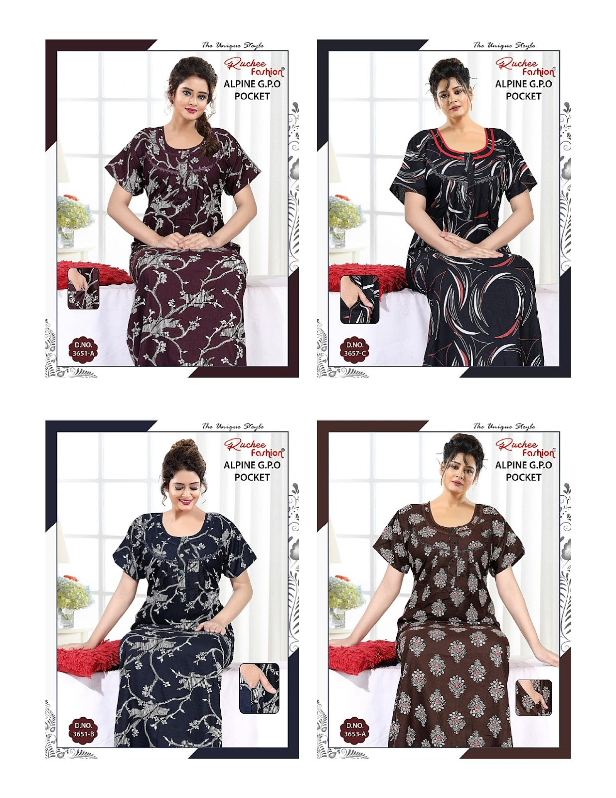 Alpine Gpo 2908 Ruchee Fashion Night Gowns Wholesale Rate