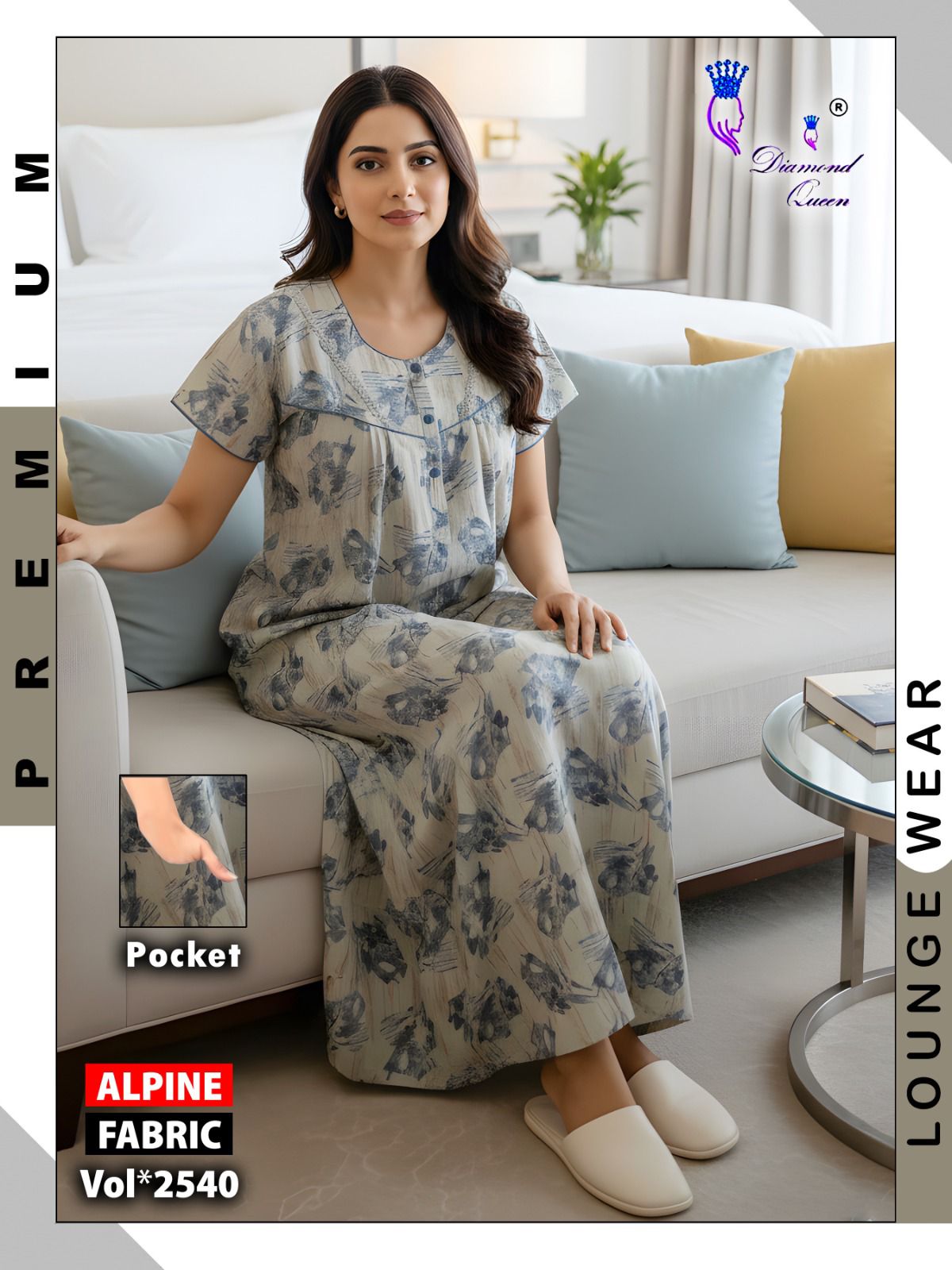 Alpine Gpo Lace Diamond Queen Night Gowns Exporter India