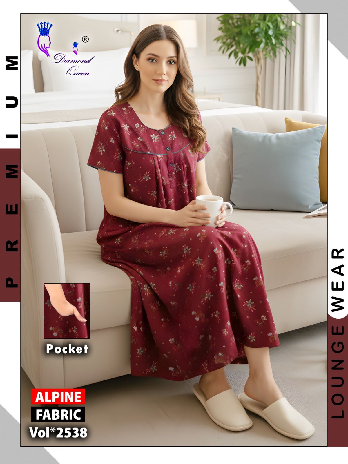 Alpine Gpo Lace Diamond Queen Night Gowns Exporter India