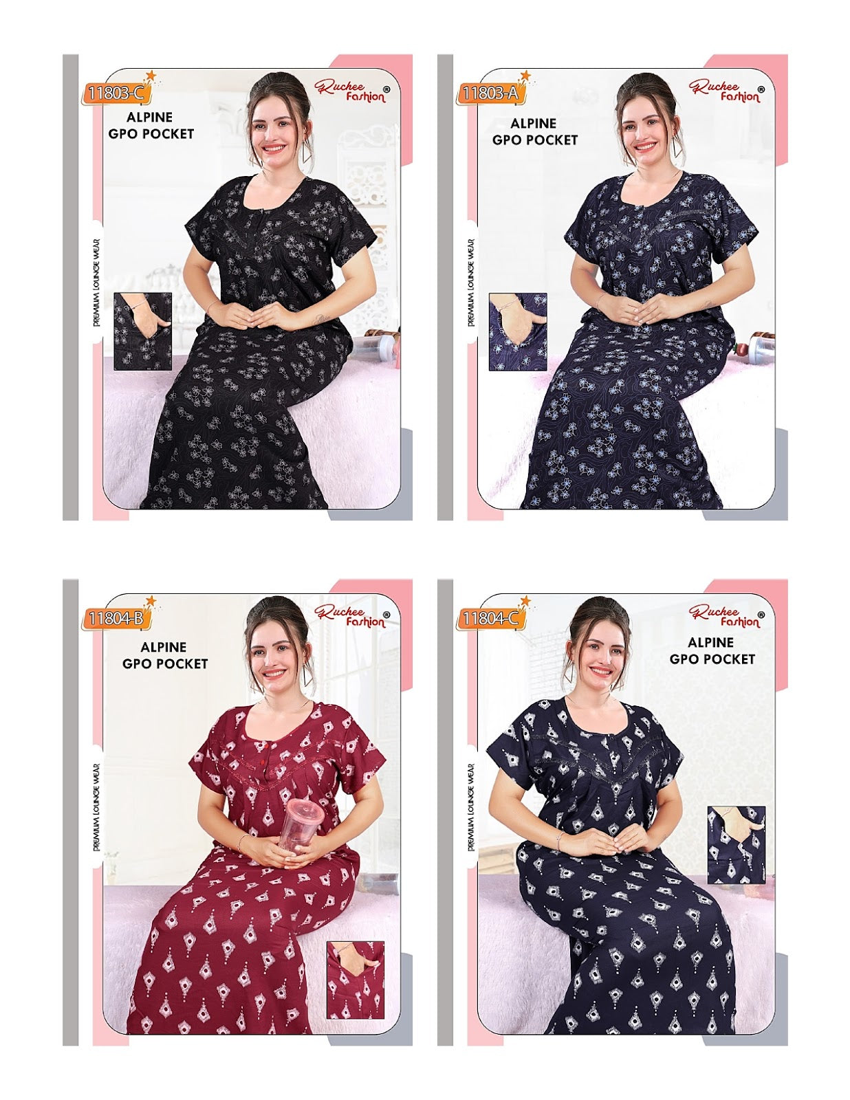 Alpine Gpo Ruchee Fashion Night Gowns Wholesale