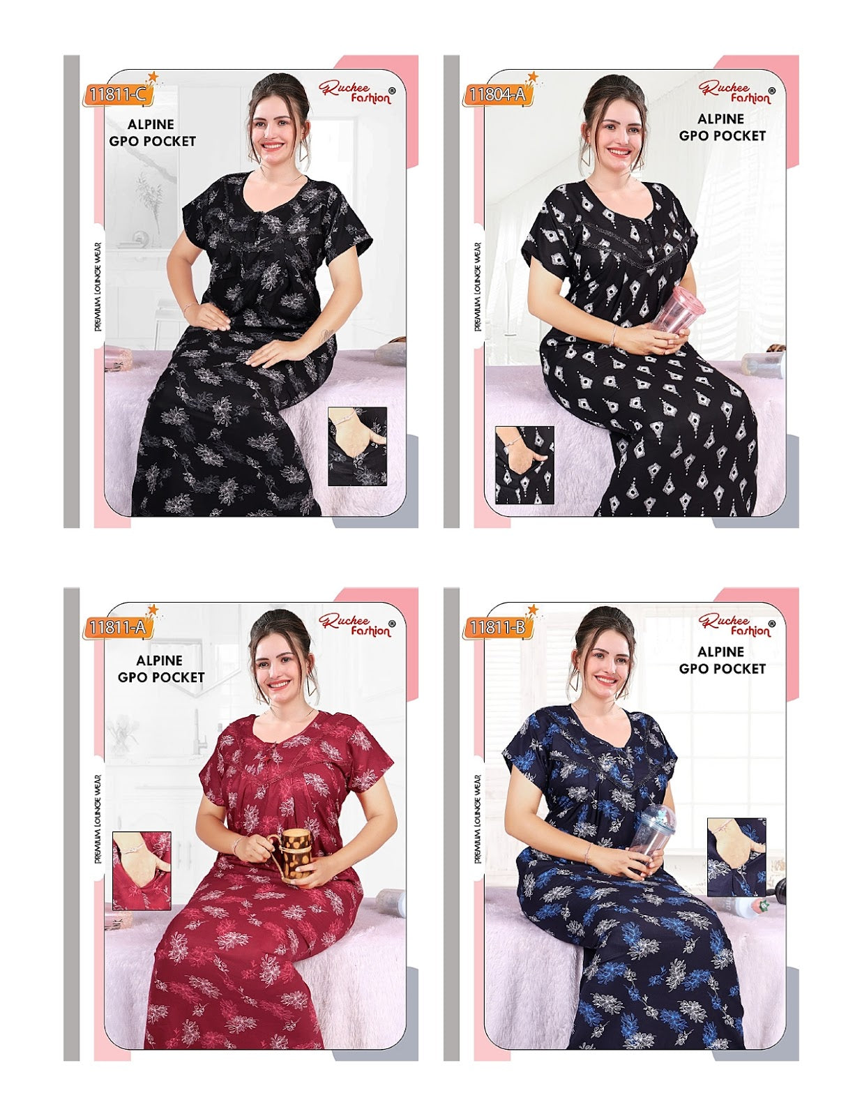 Alpine Gpo Ruchee Fashion Night Gowns Wholesale