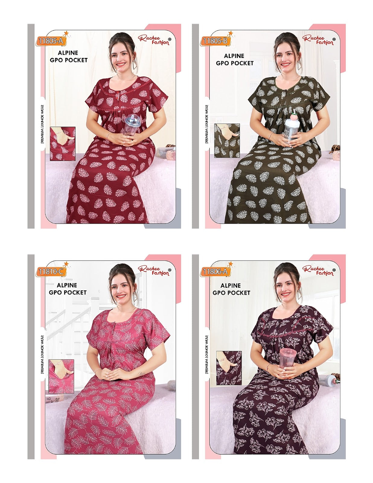 Alpine Gpo Ruchee Fashion Night Gowns Wholesale