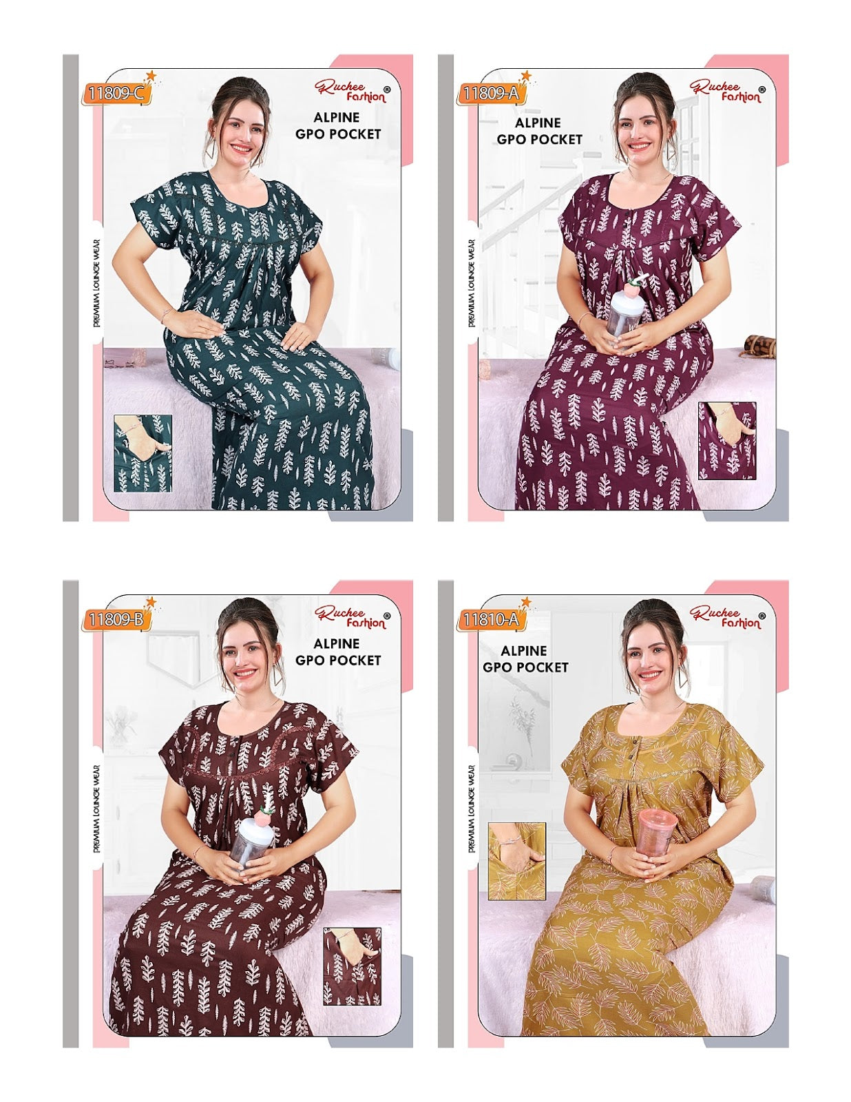 Alpine Gpo Ruchee Fashion Night Gowns Wholesale