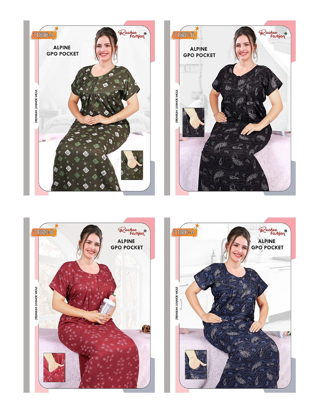 Alpine Gpo Ruchee Fashion Night Gowns Wholesale