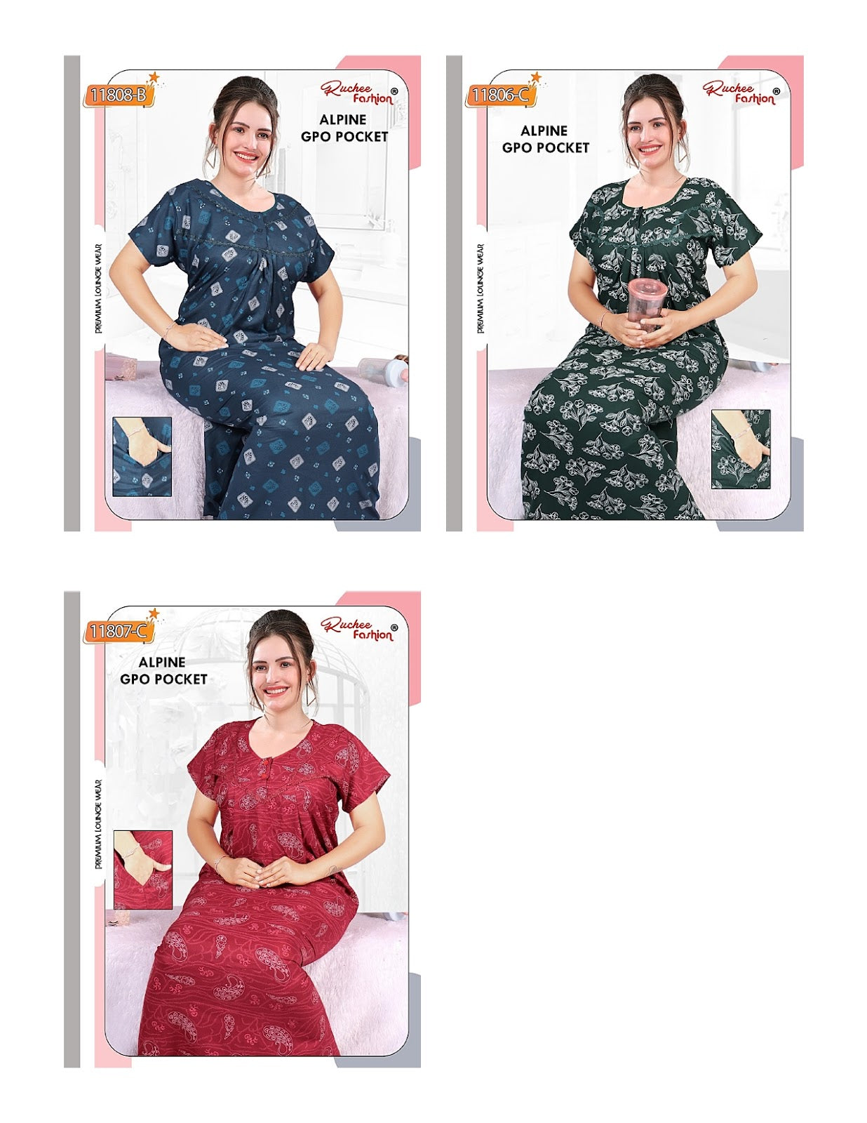 Alpine Gpo Ruchee Fashion Night Gowns Wholesale