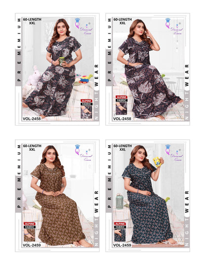 Alpine Length 60 Diamond Queen Night Gowns Supplier Gujarat