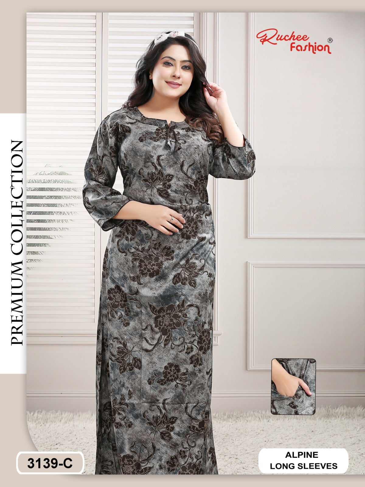 Alpine Long Sleeves 2402 Ruchee Fashion Night Gowns Manufacturer Ahmedabad