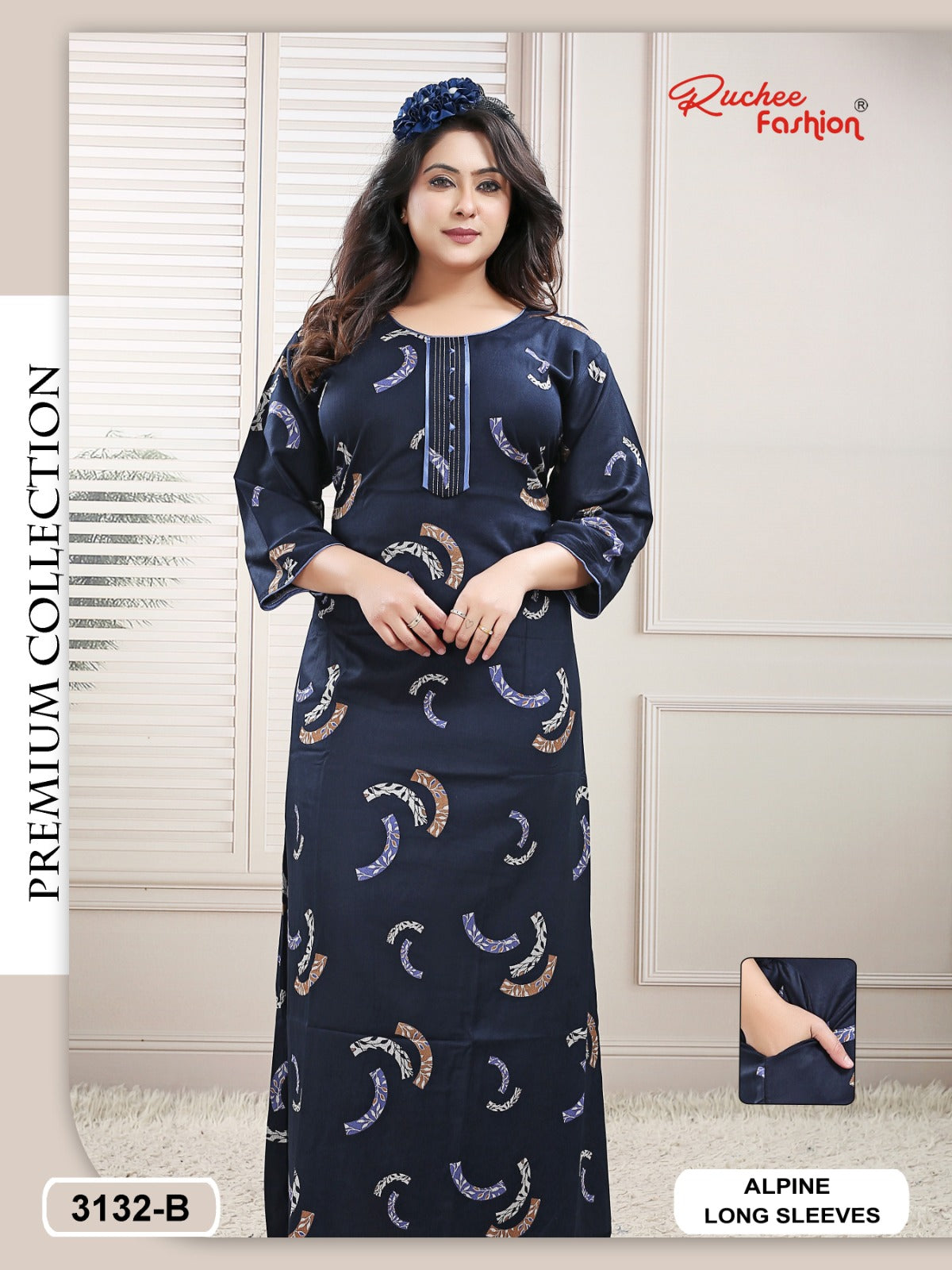 Alpine Long Sleeves 2402 Ruchee Fashion Night Gowns Manufacturer Ahmedabad