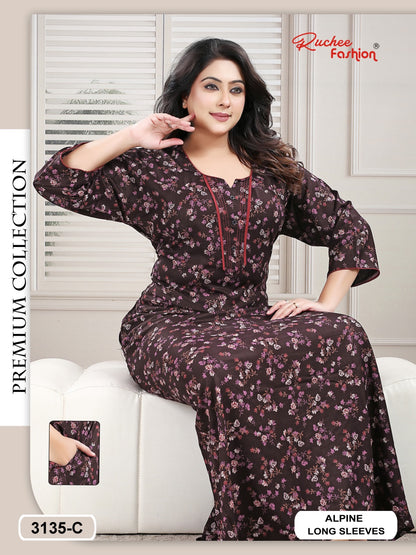 Alpine Long Sleeves 2402 Ruchee Fashion Night Gowns Manufacturer Ahmedabad