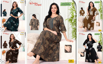 Alpine Long Sleeves Ruchee Fashion Night Gowns Supplier Ahmedabad