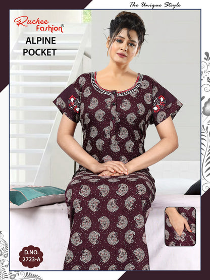 Alpine Pocket 010425 Ruchee Fashion Night Gowns Exporter Gujarat