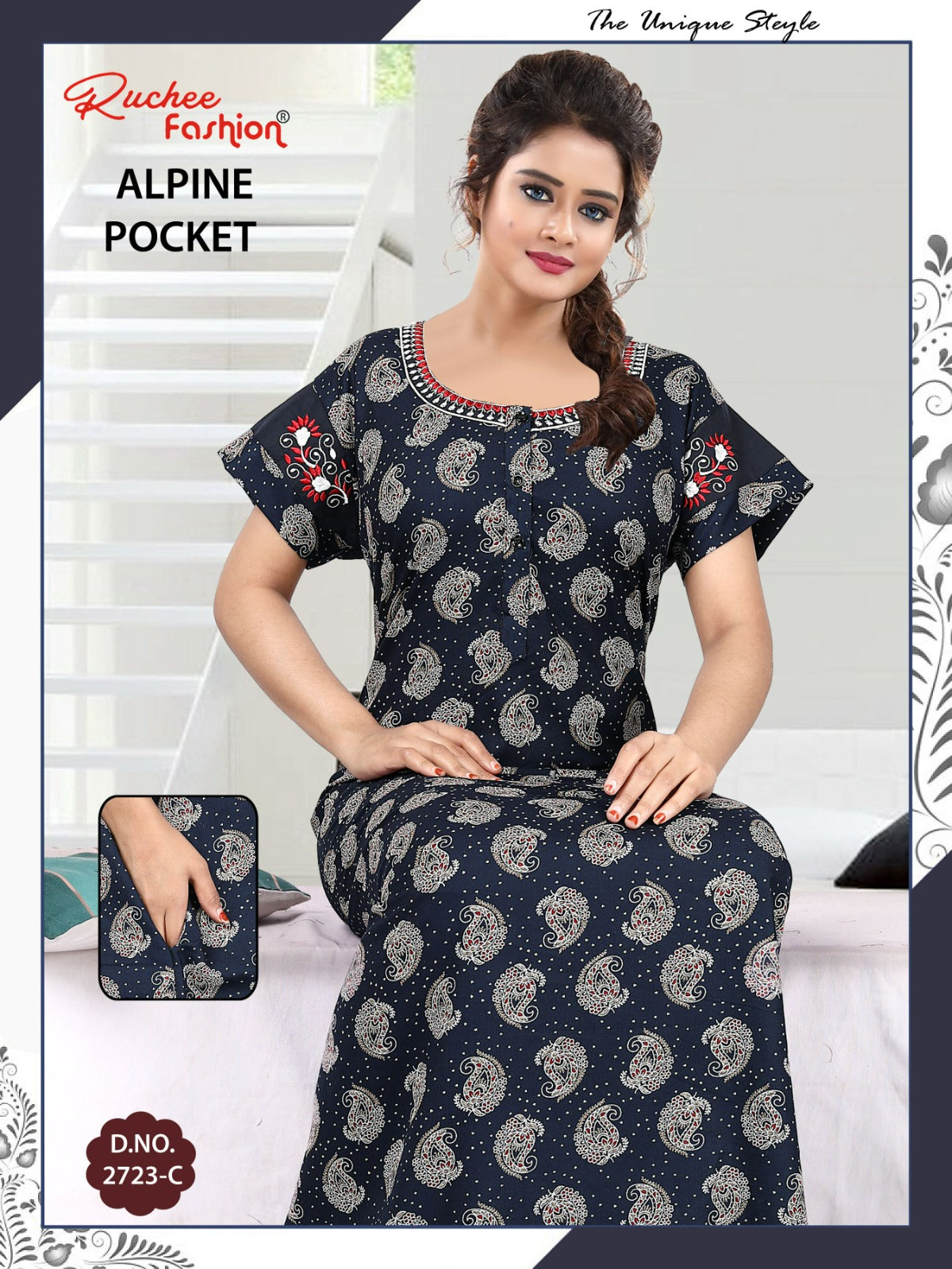 Alpine Pocket 010425 Ruchee Fashion Night Gowns Exporter Gujarat