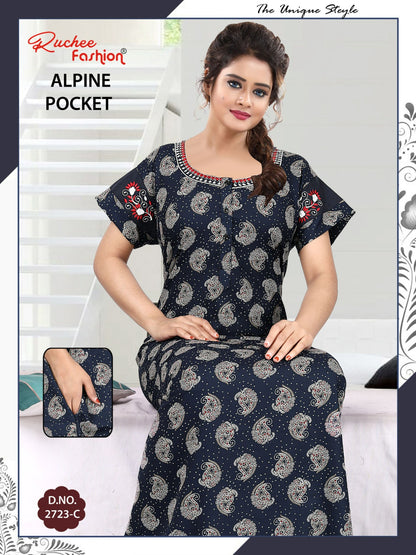 Alpine Pocket 010425 Ruchee Fashion Night Gowns Exporter Gujarat